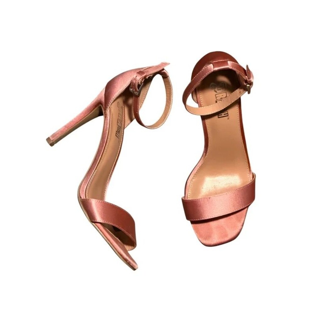 Blush Pink Satin Ankle Strap Heels